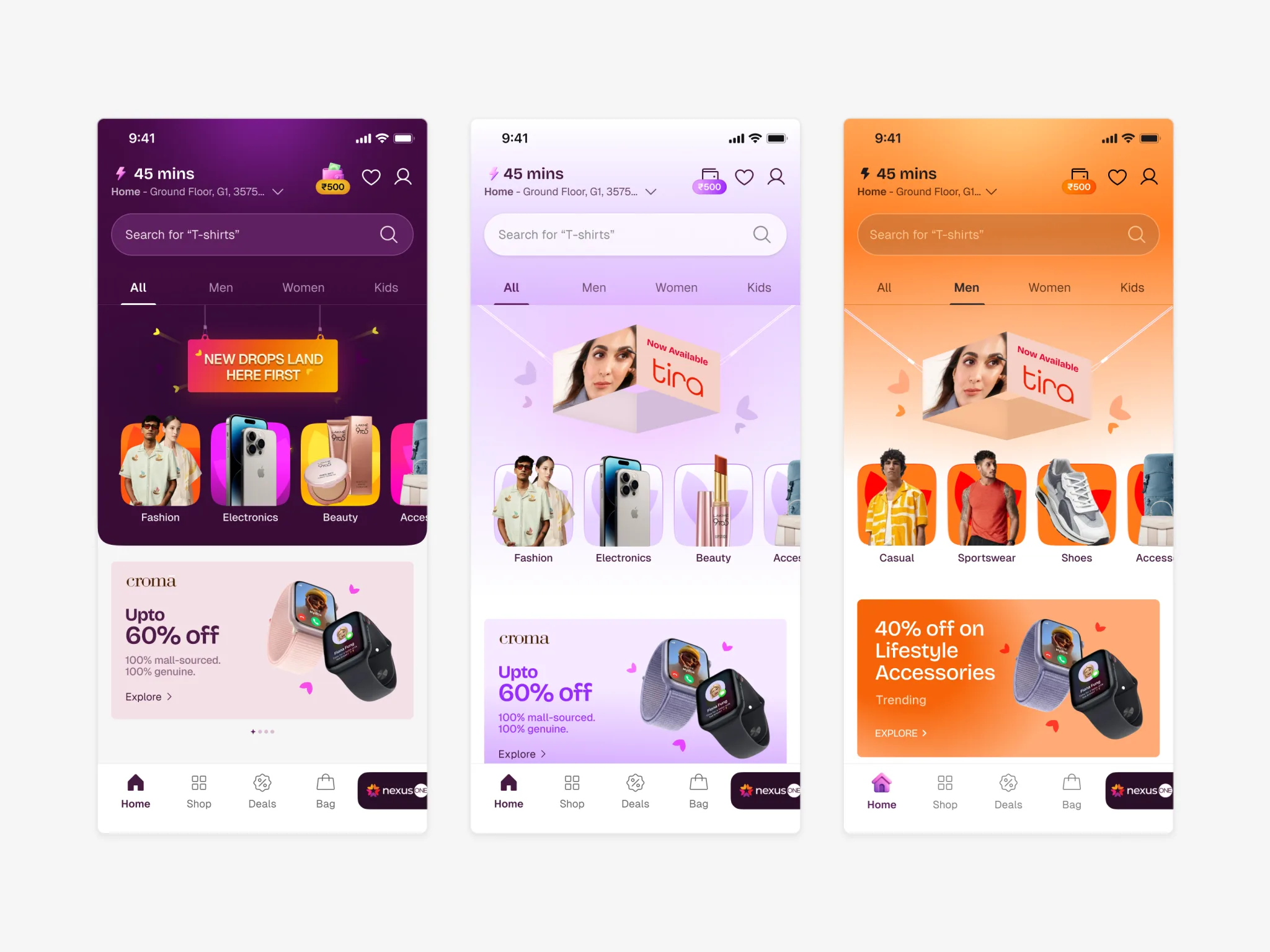 Nexus 247. Homepage variations
