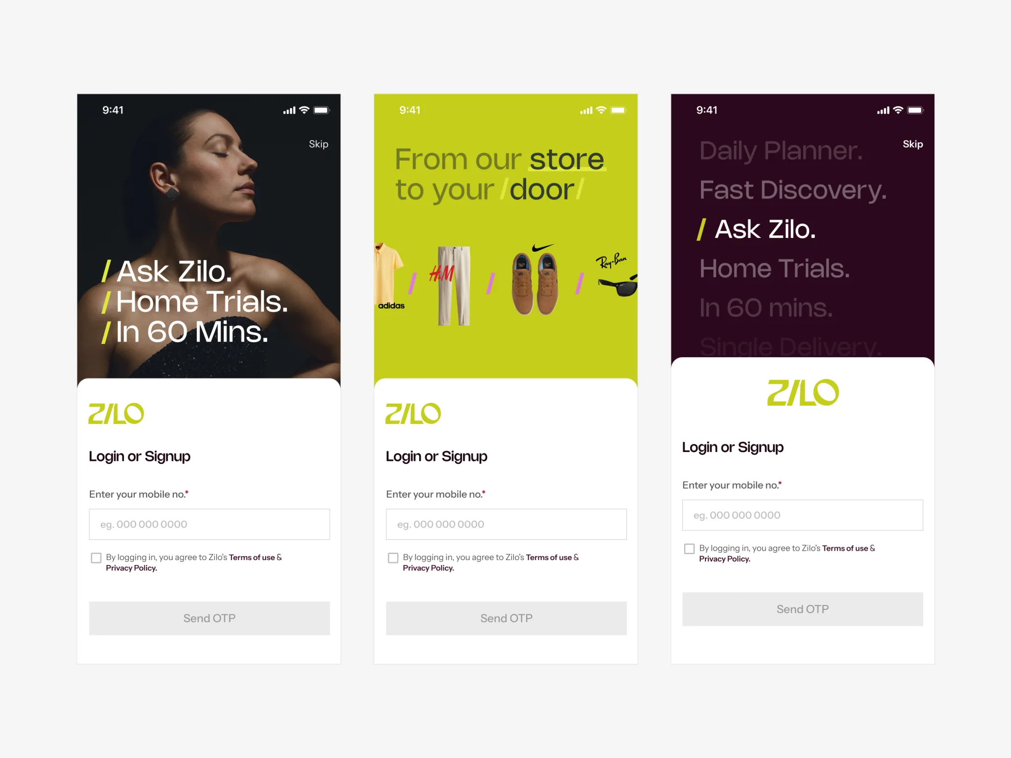 Zilo. Onboarding experience