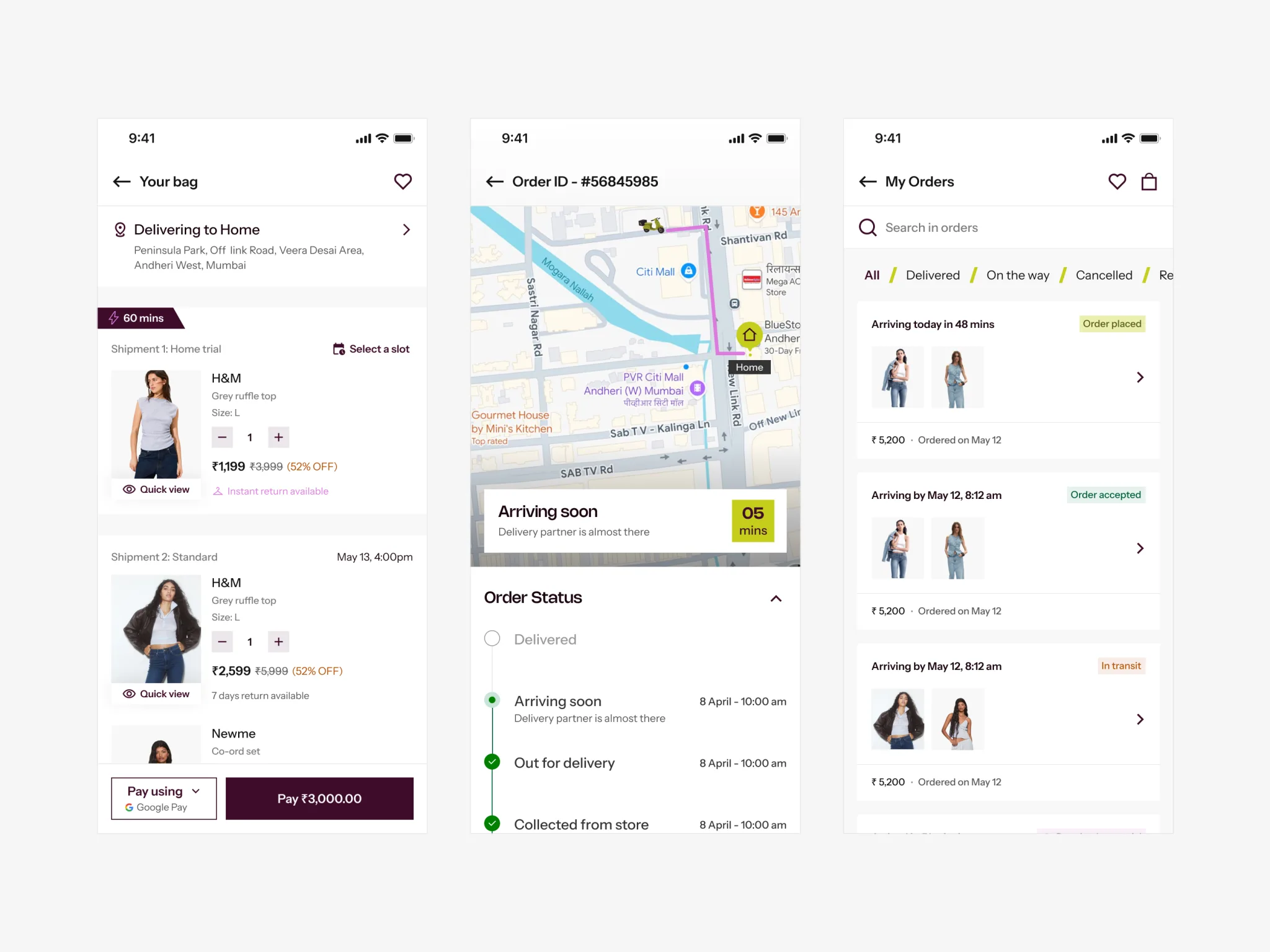 Zilo. Cart, tracking, and order history